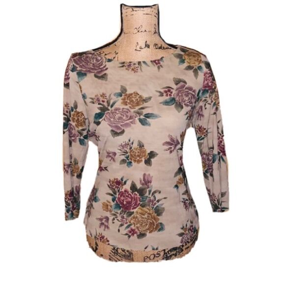 Kate Hill nylon floral top size PL - Picture 1 of 3